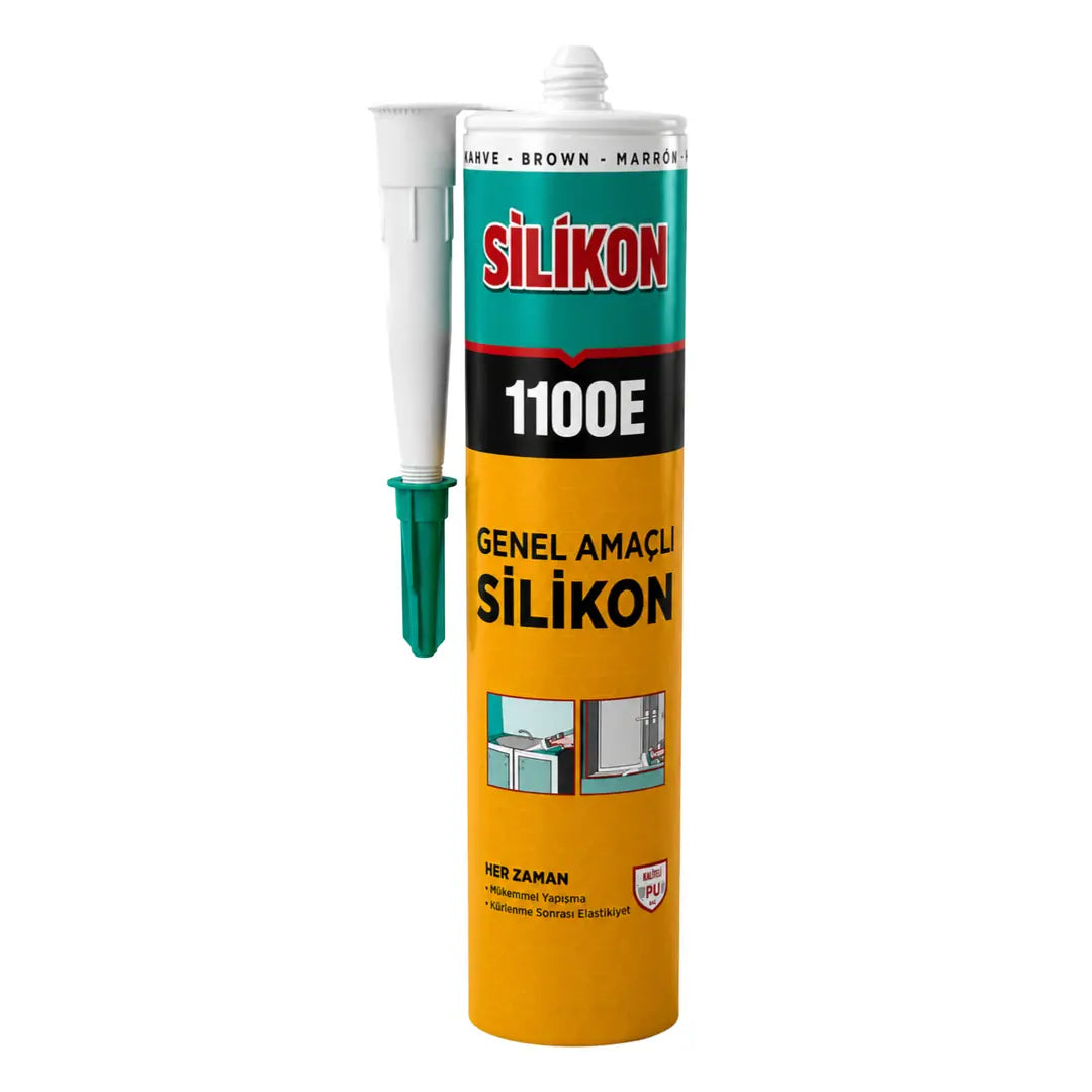 1100E Genel Amaçlı KAHVERENGİ Duşakabin Silikonu Küf Tutmaz Geniş Kullanım İmkanı Silikon