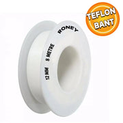 Teflon Sızdırmaz Yalıtım Bant Bandı Beyaz 12 mm x 8 Metre