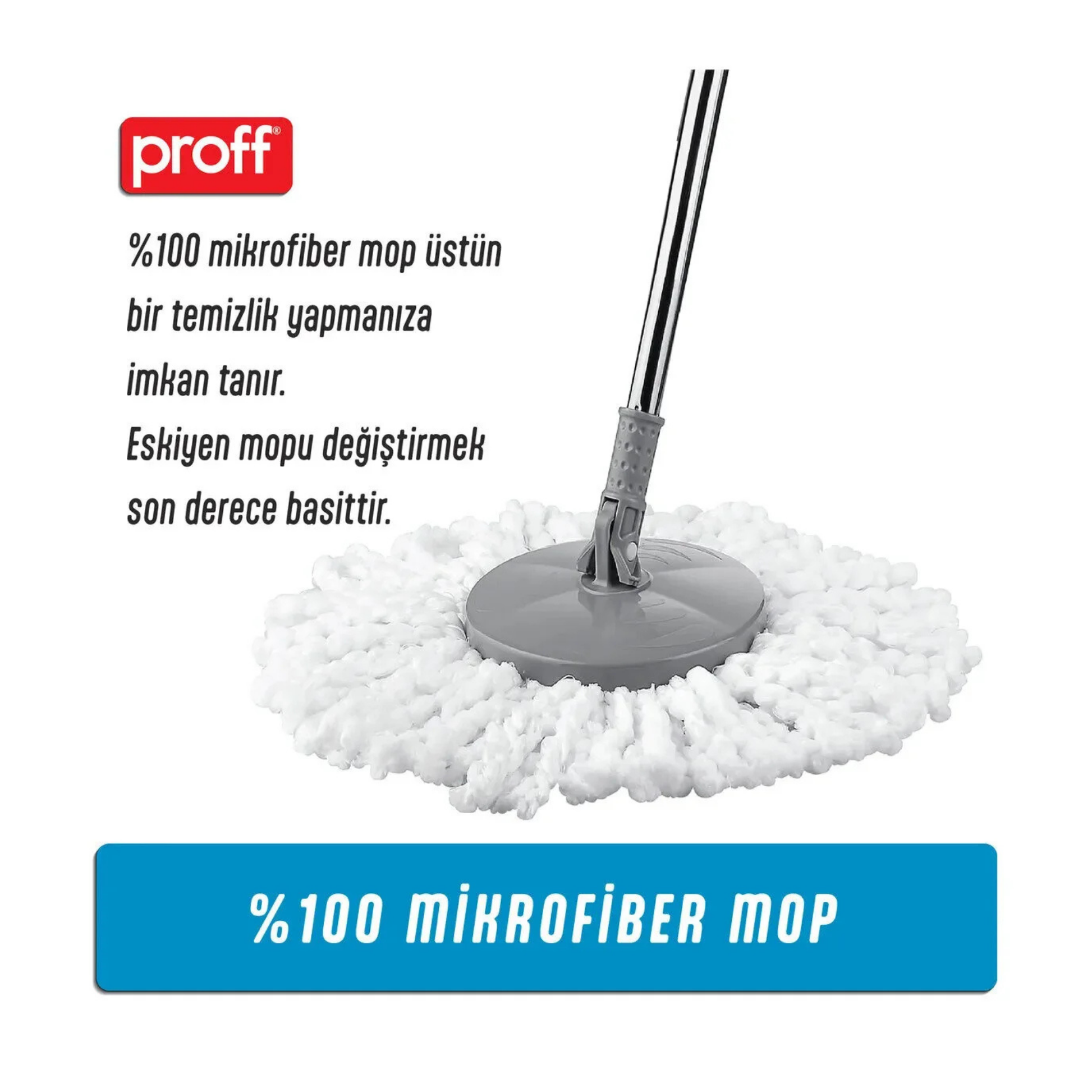 Proff Quantum Döner Başlıklı Temizlik Seti Yedek Mop