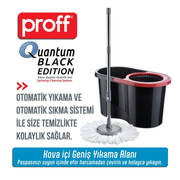 Proff Quantum Döner Başlıklı Temizlik Seti Siyah, Moplu Temizlik Seti