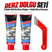 Beyaz Hazır Derz Dolgu Seti 2 Adet 400 Gr 1 Adet Derz Kazıyıcı Fayans Arası Temizleme Yenileme Seti