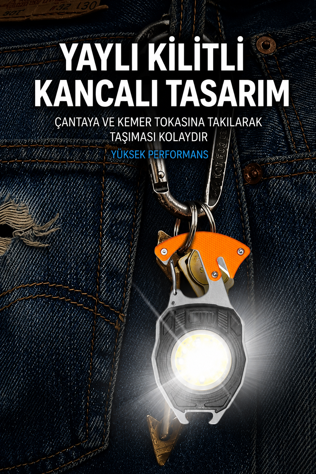 Kamp Feneri Çok Fonksiyonlu Deprem Feneri Anahtarlık Usb Çakmak Cam Kırıcı Kesici Düdük Tornavida Açacak