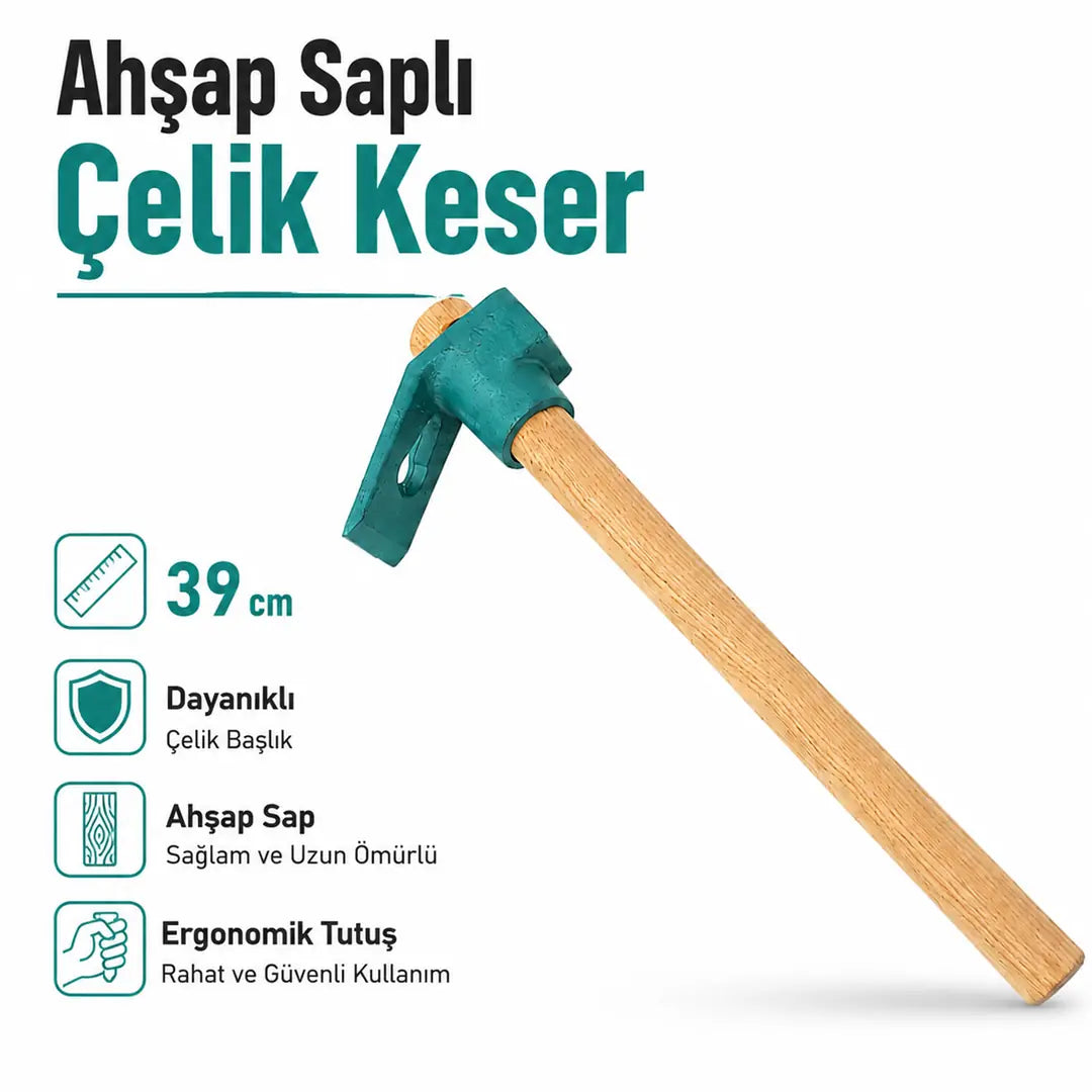 Ahşap Saplı Çelik Keser Marangoz Keseri Dayanıklı Çelik Başlıklı Ağaç ve Ahşap İşleme El Aleti