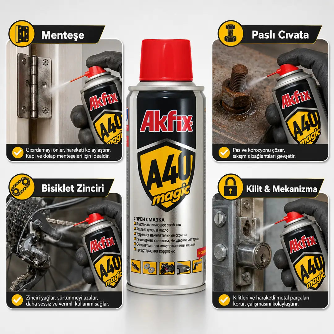 Akfix A40 Çok Amaçlı Sprey 200 ML | Pas Sökücü Yağlayıcı Nem Giderici Bakım Spreyi