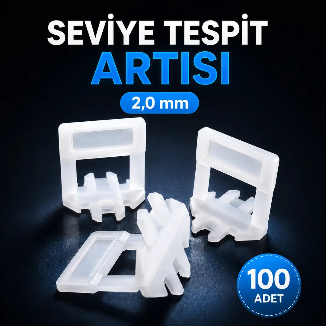 Seviye Tespit Artısı Klipsi Fayans Hizalama Derz Artısı Beyaz 2 mm 100 Adet