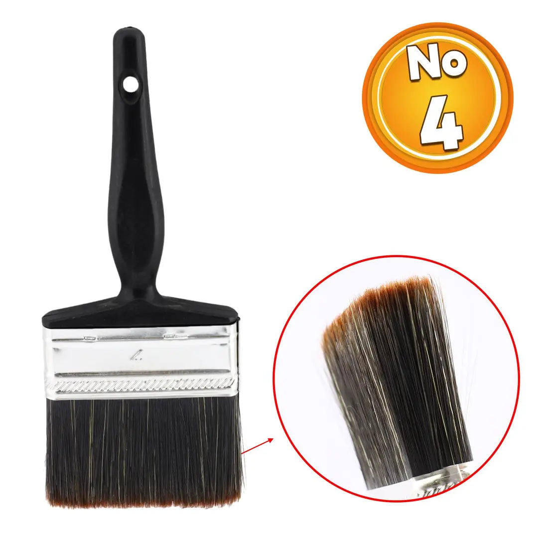 Plastik Saplı Yağlı Boya Fırça No: 4 Resim Ressam Fırçası Hobi Sanat Duvar Metal Ahşap Boyama