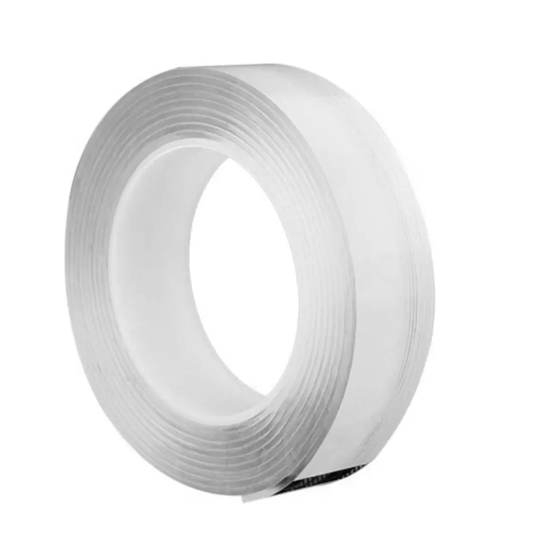 Güçlü Yapışkan Şeffaf Çift Taraflı Nano Silikon Bant 24 mm x 1 m Dayanıklı Kolay Yıkanabilir