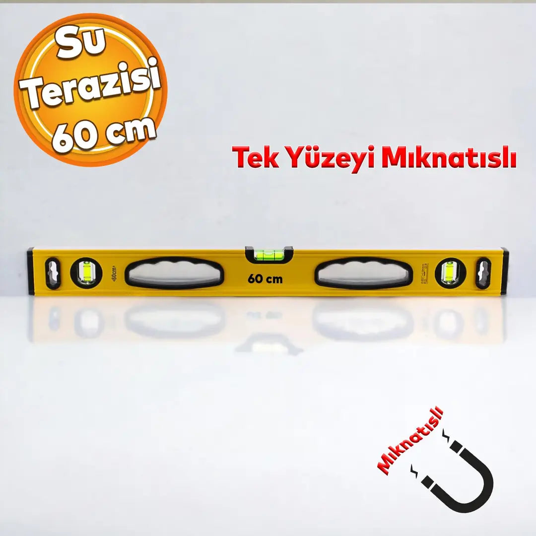 Mıknatıslı Aluminyum Su Terazisi 60 Cm Duvar Fayans Marangoz Mühendislik Ölçüm Eğim Ölçü Eğik Ölçme