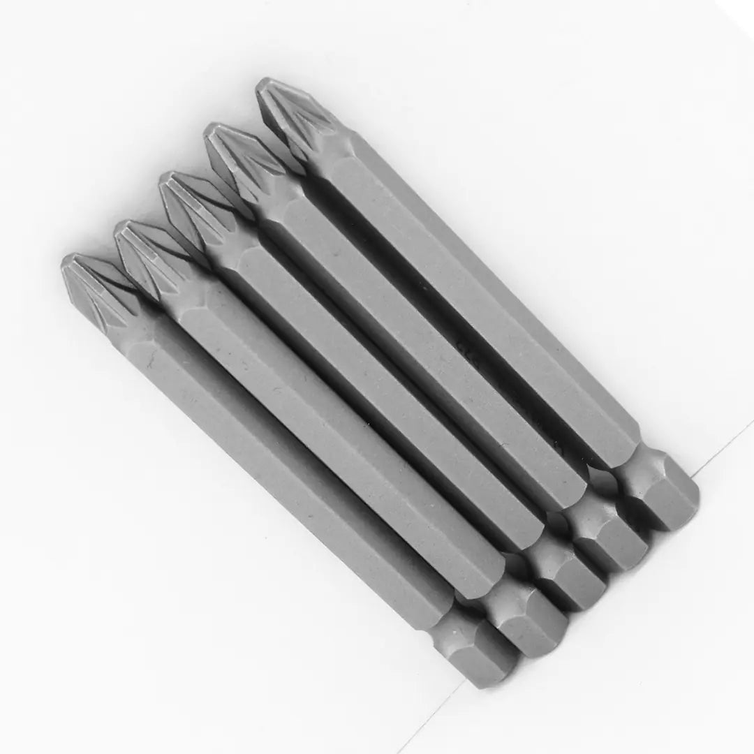 (5 Adet) Mıknatıslı 50 mm Pozidriv Bits Uç PZ2 Manyetik 1/4" Matkap Ucu 5 cm Güçlü Tayvan Çeliği