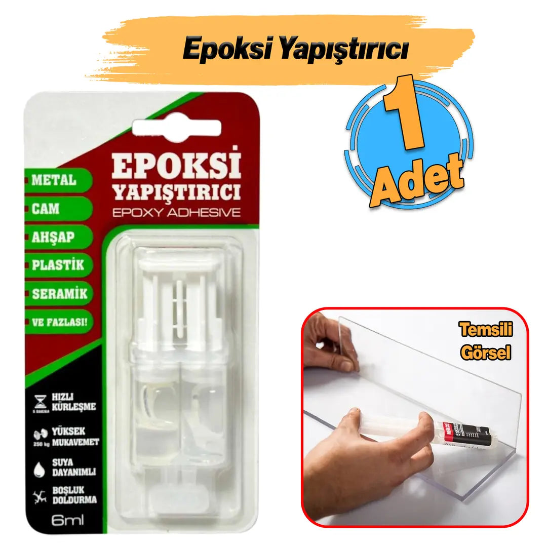 Hızlı Kuruyan Epoksi Yapıştırıcı 6 ml Güçlü Genel Amaçlı Yapışma Metal Plastik Seramik Cam Kullanım