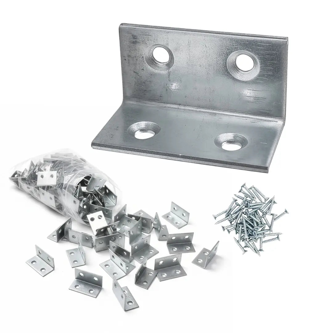 (50 ADET) Metal Köşebent 40x20x20 mm L Demiri Gönye Mobilya Dolap Duvar Sabitleme Bağlantı Aparatı