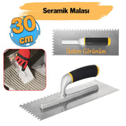 Metal Seramik Malası 30 cm Plastik Saplı Harç Derz Sıva Yüzey Düzleştirme Fugas Malası Saten 1 Adet