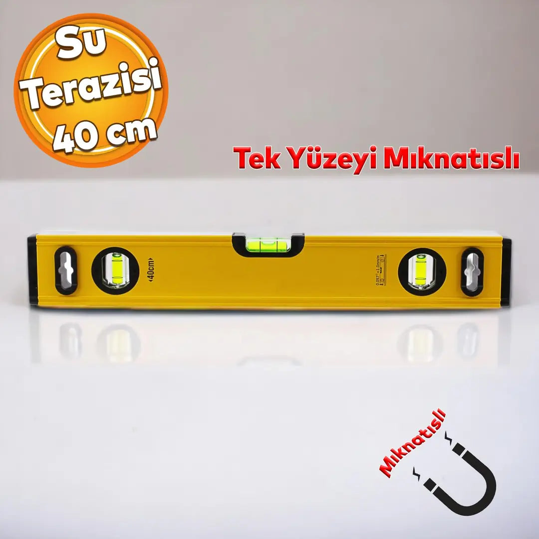 Mıknatıslı Aluminyum Su Terazisi 40 Cm Duvar Fayans Marangoz Mühendislik Ölçüm Eğim Ölçü Eğik Ölçme