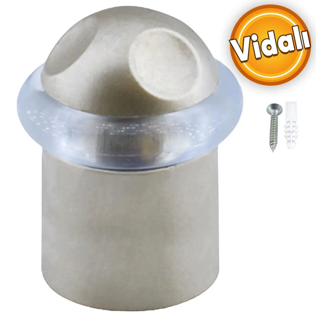 Kapı Stoperi Kapı Durdurucu Tutucu Tamponu Silikonlu Contalı Stopu Vidalı Saten 50 mm