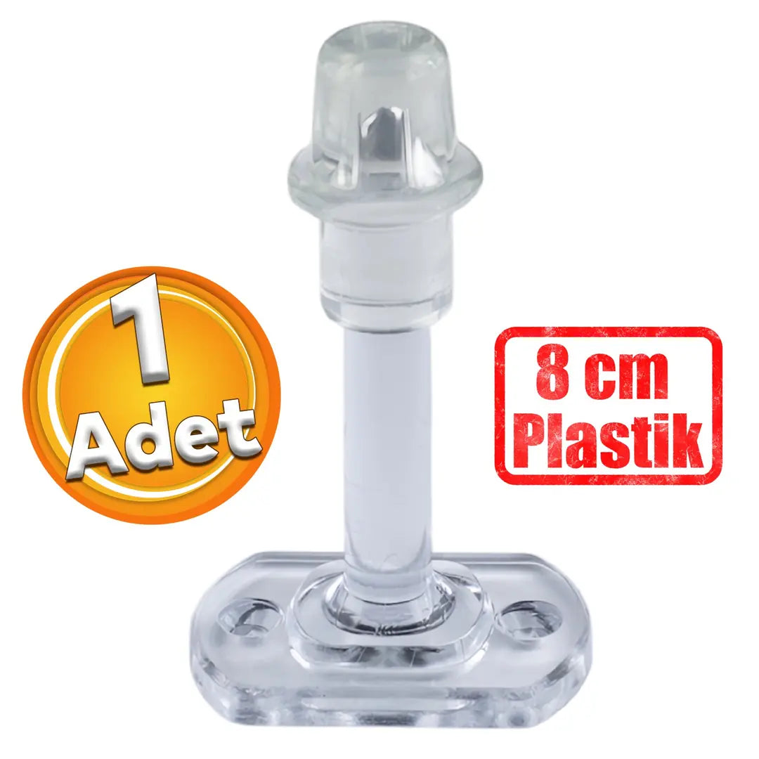 Plastik Kapı Pencere Arkası Şeffaf Tampon 8 CM Vidalı Duvar Koruyucu Silikon Stoper 1 Adet
