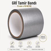 Gri Tamir İzolasyon Bandı 75 Mm X 10 Metre Genel Duct Tape Su Geçirmez Sızdırmazlık Takviye Bantları