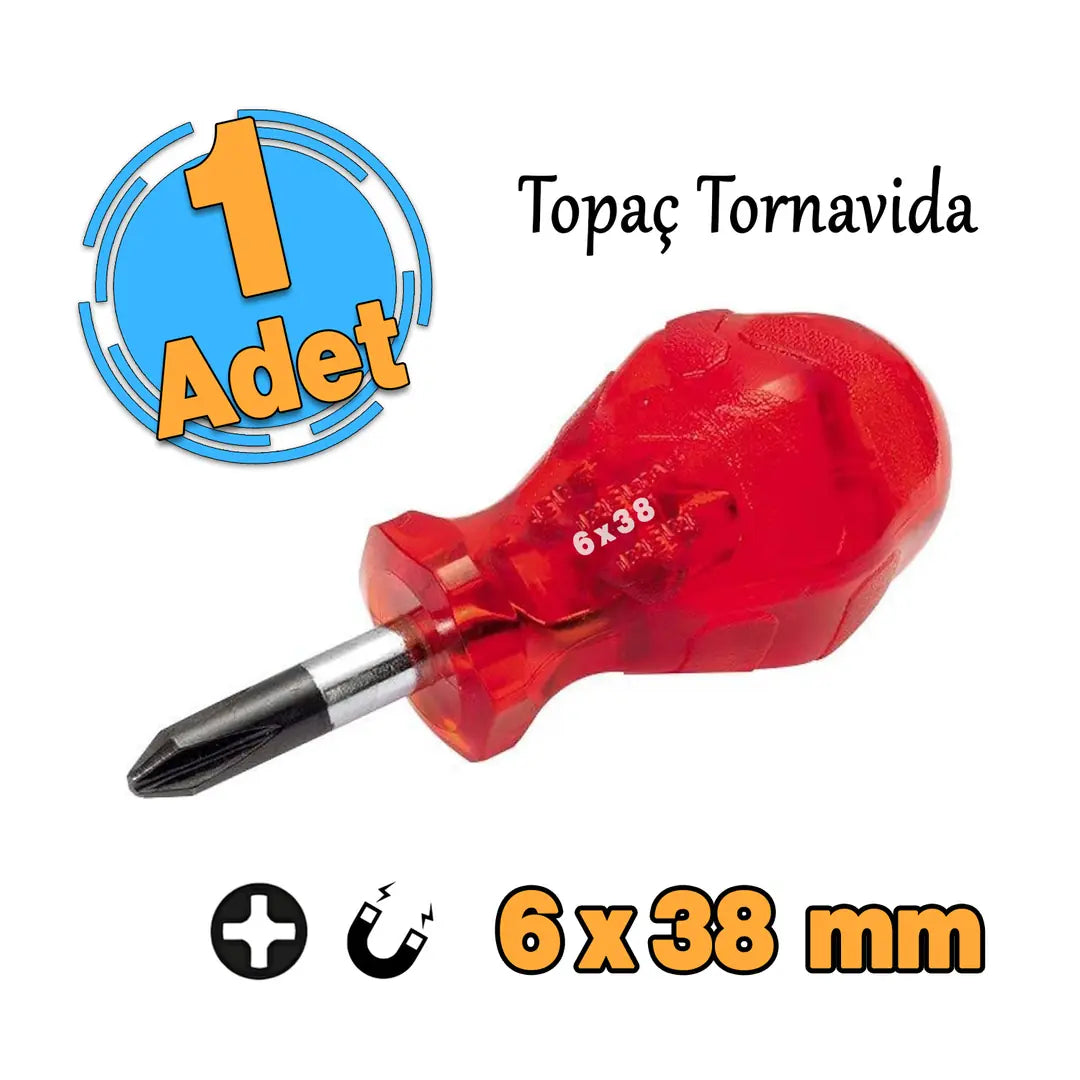Mıknatıslı Yıldız Uçlu Topaç Tornavida 6x38 mm Vida Sıkma Sökme Vidalama El Tornavidası 10 cm 1 Adet