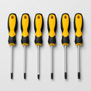 (6 'lı Set) Mıknatıslı Tornavida Seti Düz Tork Uçlu 10 cm T10 T15 T20 T25 T30 T40 Vida Sökme Sıkma