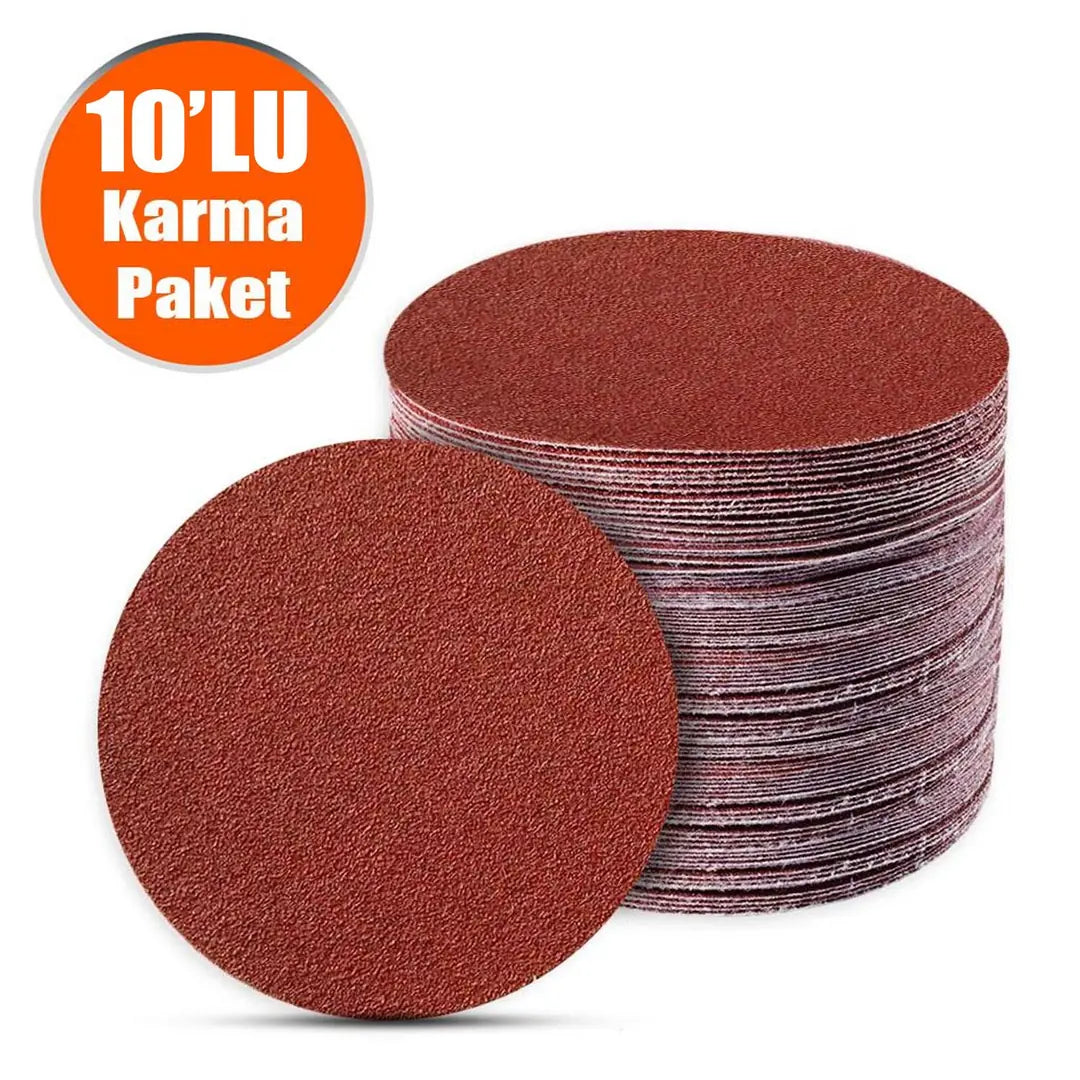 10 Adet Cırt Zımpara 115 mm Spiral Avuç Taşlama (Karma Paket)