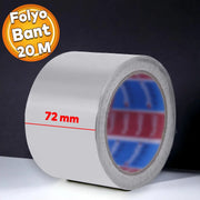 Alüminyum Folyo Bant 72 mm x 20 Metre Yanmaz Soba Borusu Bandı