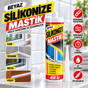 Beyaz Silikonize Mastik 450 Gr Boyanabilir Esnek Dolgu ve Sızdırmazlık Malzemesi Silikon