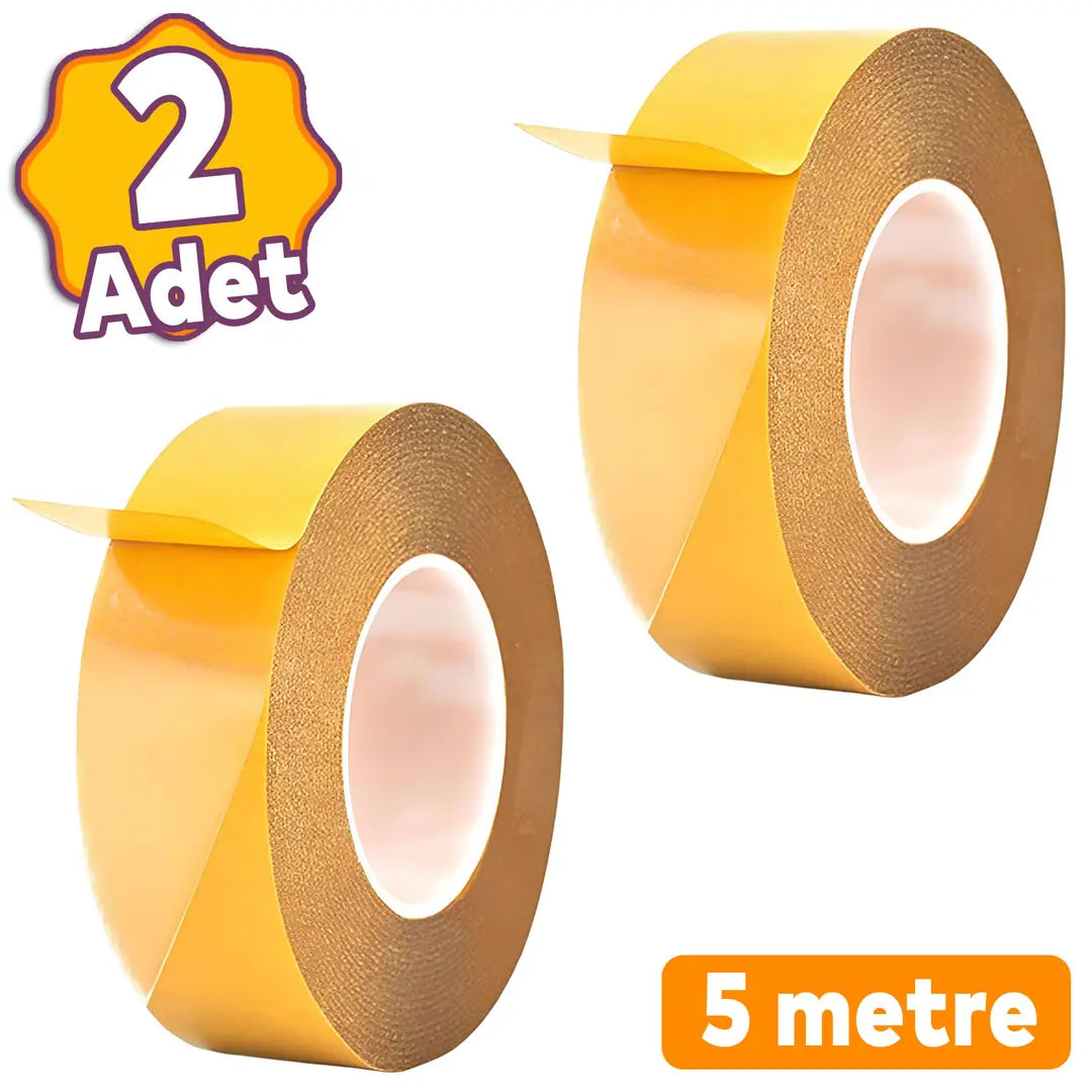 (2 ADET) Kaydırmaz Kaymaz Çift Taraflı Yapıştırma Sabitleme Kilim Paspas Halı Bandı 48 Mm X 5 Mt Bant