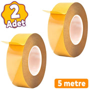 (2 ADET) Kaydırmaz Kaymaz Çift Taraflı Yapıştırma Sabitleme Kilim Paspas Halı Bandı 48 Mm X 5 Mt Bant