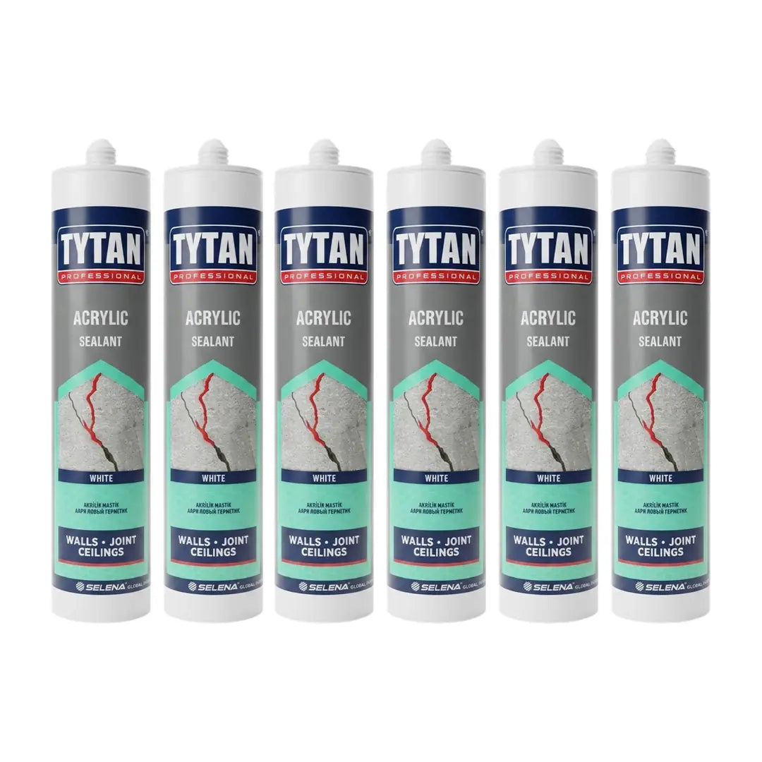 Tytan Genel Amaçlı 6 Adet Beyaz Akrilik Mastik Silikonize Dolgu Sızdırmazlık 450 GR