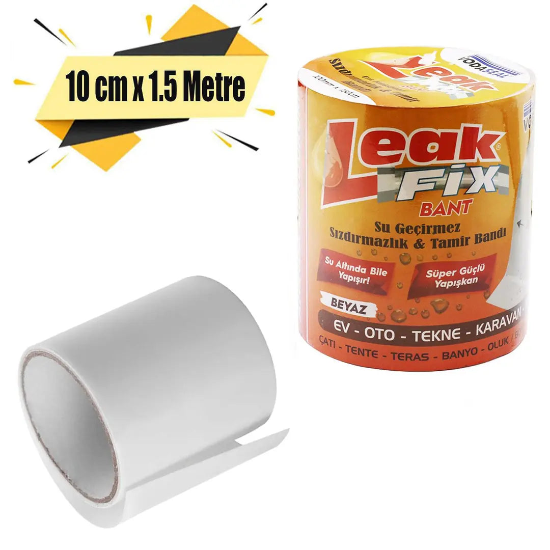 Tamir Bandı Beyaz Suya Dayanıklı Su Geçirmez Sızdırmaz Bant 10 cm x 1.5 Metre