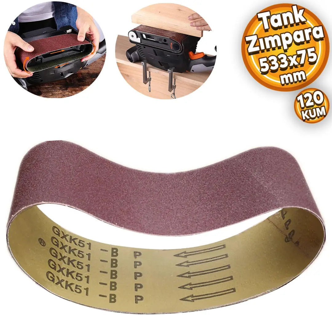Sonsuz Bant Tank Palet Zımpara 53.3x7.5 cm 120 Kum
