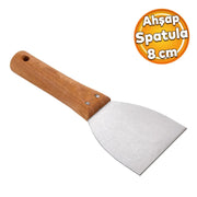 Ahşap Saplı Metal Macun Spatula Temizlik Boya Sıva Kazıma Harç Karıştırma Ispatulası 8 cm