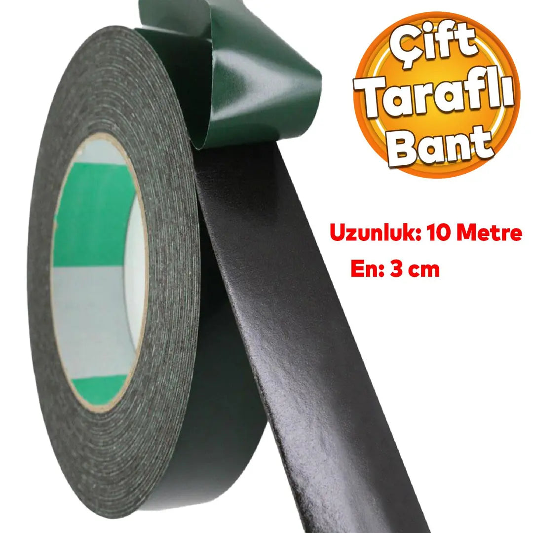 Çift Taraflı Yapıştırıcı Yapıştırma Köpük Bant Eva Montaj Bandı Siyah 30 mm x 10 Metre