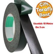 Çift Taraflı Yapıştırıcı Yapıştırma Köpük Bant Eva Montaj Bandı Siyah 30 mm x 10 Metre