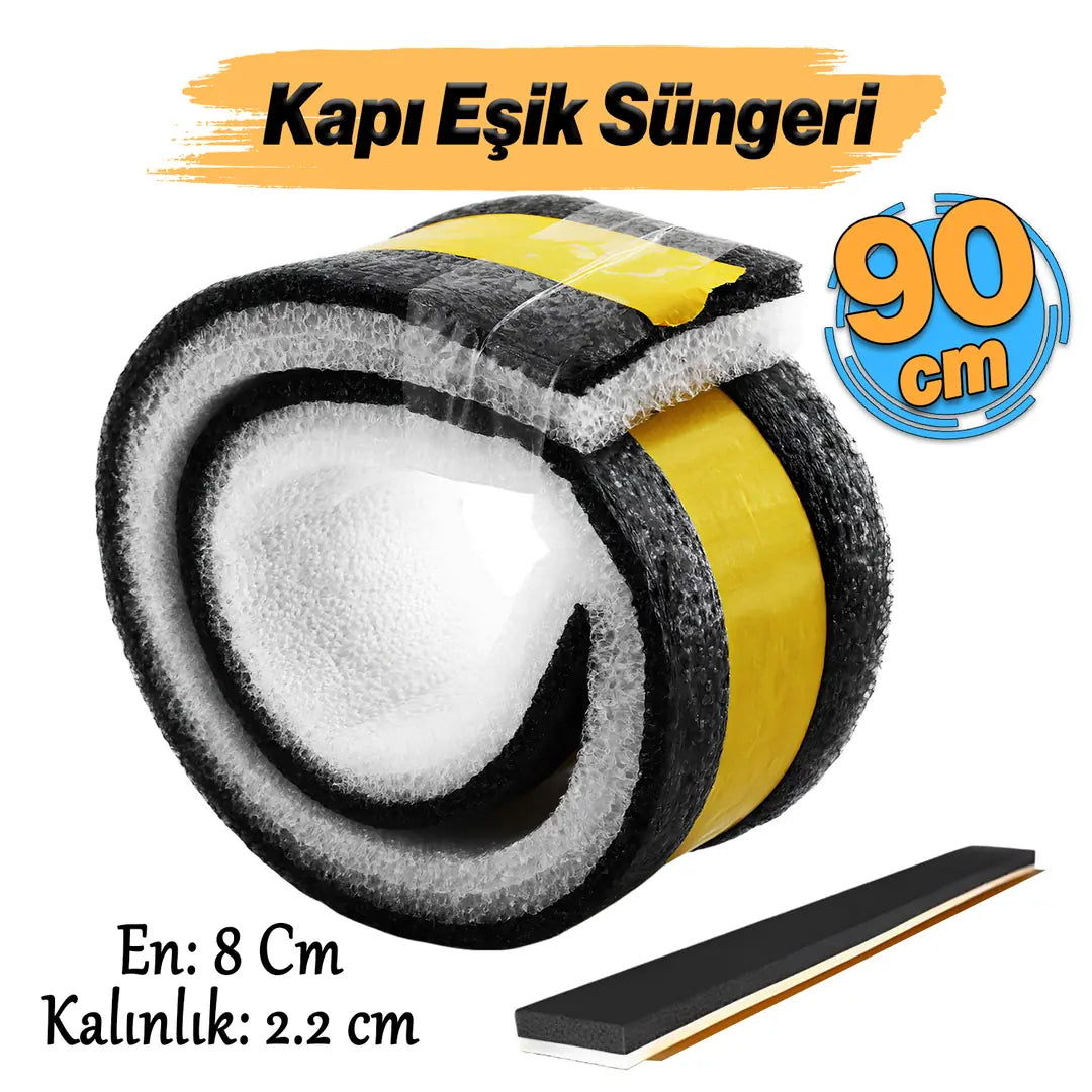 Yapışkanlı Kapı Altı Eşik Süngeri İnce Köpük Soğuk İzolasyon Bandı Fitili 90 cm Toz Böcek Engelleme