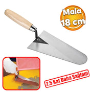Ahşap Saplı Sıva İnşaat Malası Sıvacı Mala 18 Cm 1.2 mm Kalınlık Rockwell Yay Çeliği Papatya Kaynak