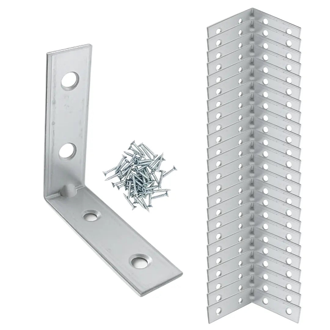 (50 ADET) Metal Köşebent 50x50x15 mm İnce L Demiri Gönye Mobilya Duvar Sabitleme Bağlantı Aparatı
