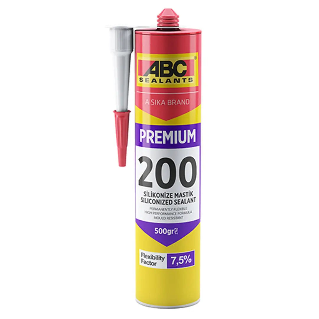 Sika Abc 200 PREMİUM SİLİKONİZE MASTİK Uv Dayanıklı Beyaz 500 GR
