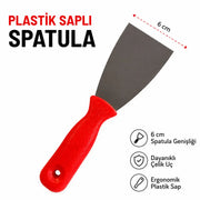 Plastik Saplı Spatula 6 Cm Paslanmaz Çelik Kazıma Macun Çekme Spatulası Boya Alçı Tamir El Aleti