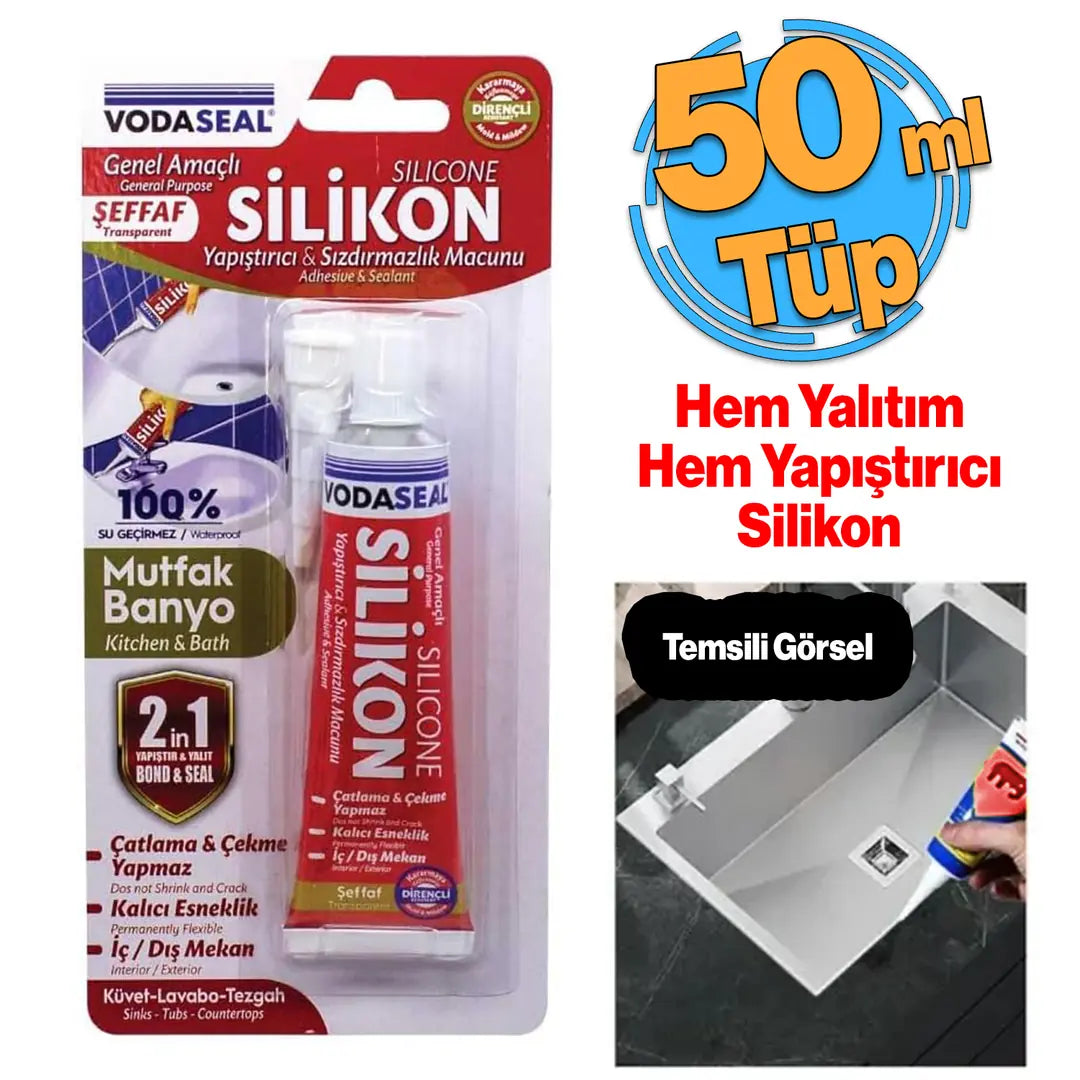 Şeffaf Genel Amaçlı Sızdırmaz Silikon Tüp 50 ml Elastik Sızdırmaz Macunu Yapıştırma Yalıtım 1 Adet