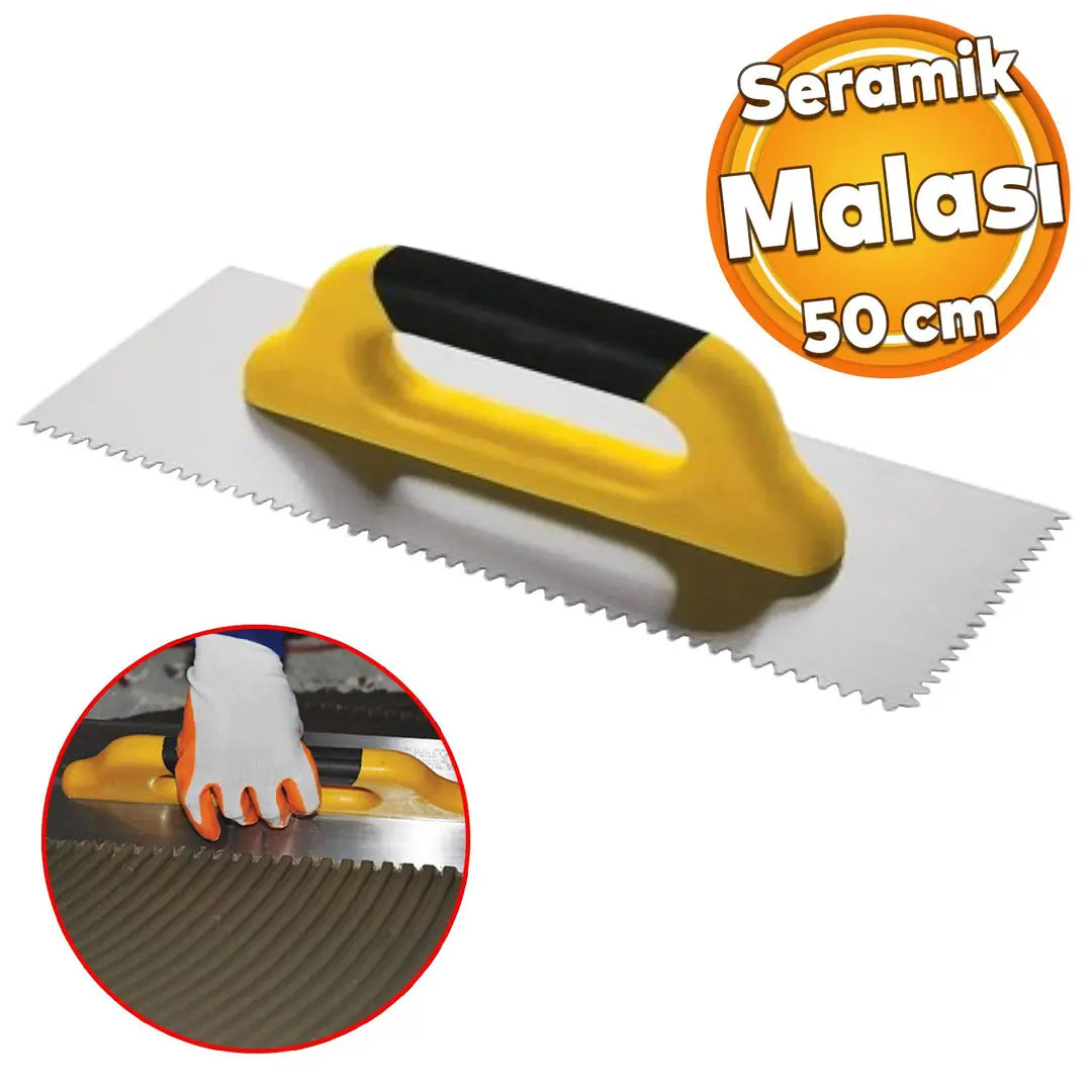 Metal Plastik Sap Sağlam Seramik Mala 50 cm Harç Derz Sıva Yüzey Düzleştirme Fugas Malası Saten