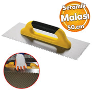Metal Plastik Sap Sağlam Seramik Mala 50 cm Harç Derz Sıva Yüzey Düzleştirme Fugas Malası Saten