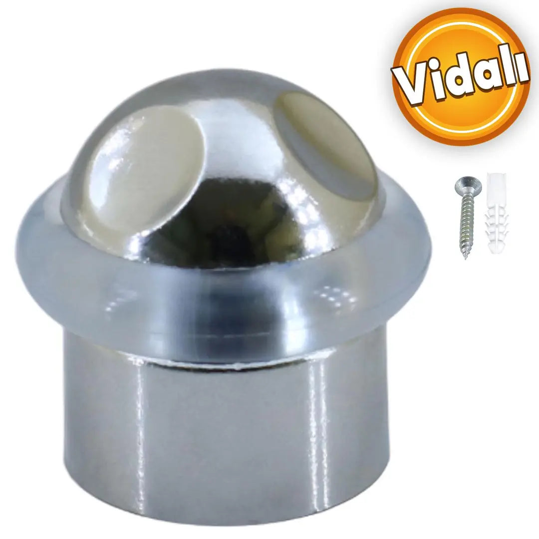 Kapı Stoperi Kapı Durdurucu Tutucu Tamponu Silikonlu Contalı Stopu Vidalı Parlak Krom 35 mm