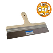 Ahşap Eğri Saplı Metal Macun Spatula Temizlik Boya Sıva Kazıma Harç Karıştırma Ispatulası 25 cm