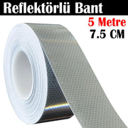 Reflektörlü Bant Beyaz Reflektif Fosforlu Şerit Bant 7.5 cm 5 Metre İkaz Bandı
