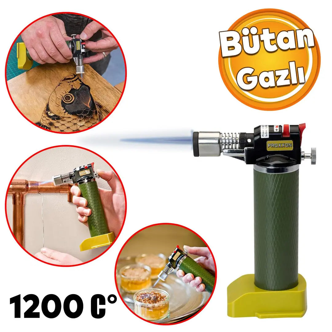 Ahşap Yakma Pyrogravure Büton Gazlı Çakmak Ayarlanabilir 1200 Derece Lehim Ateşleme 50 ml Proxxon