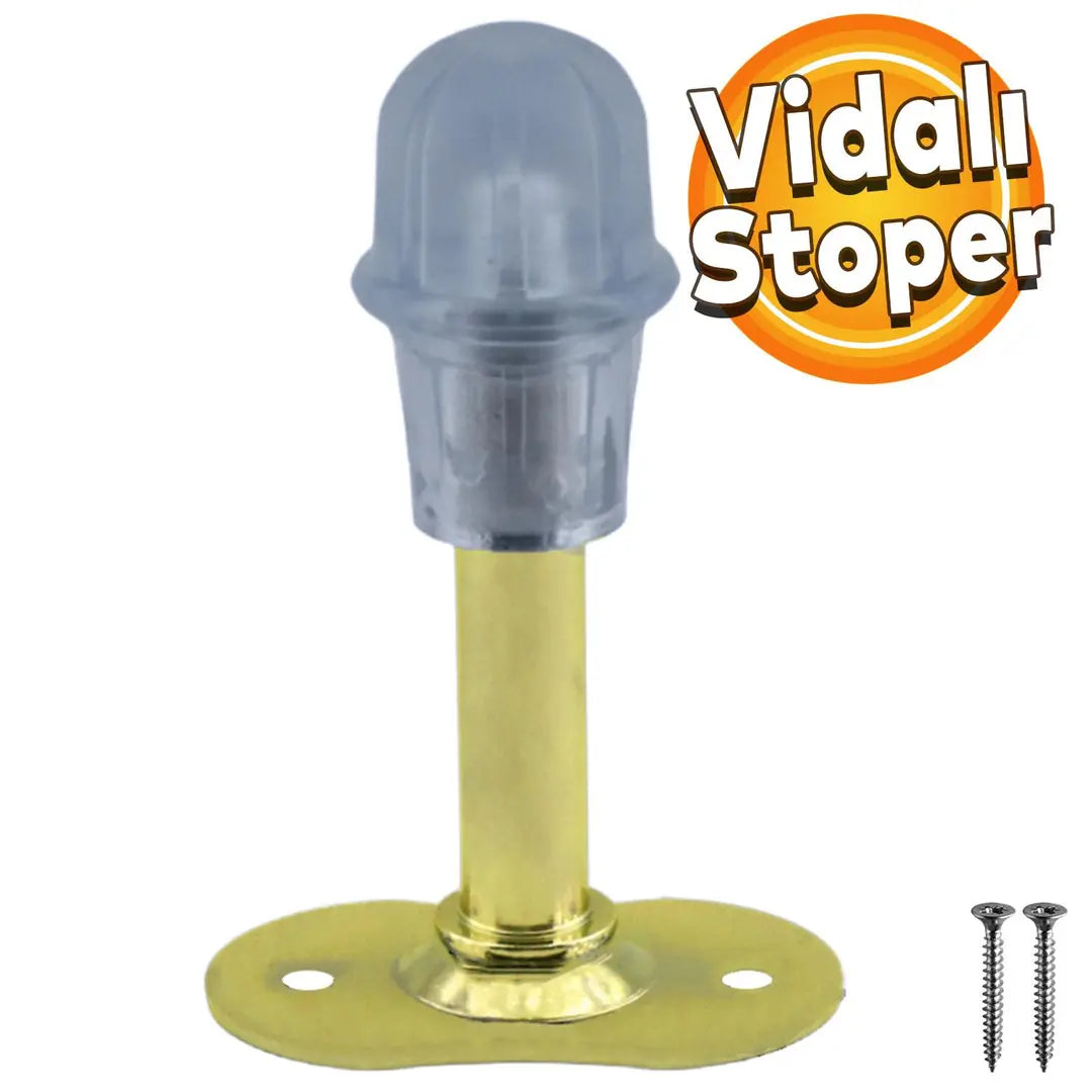 Kapı Stoperi Gold 8 cm Metal Kapı Tamponu Durdurucu Tutucu Kapı Stopu Silikonlu