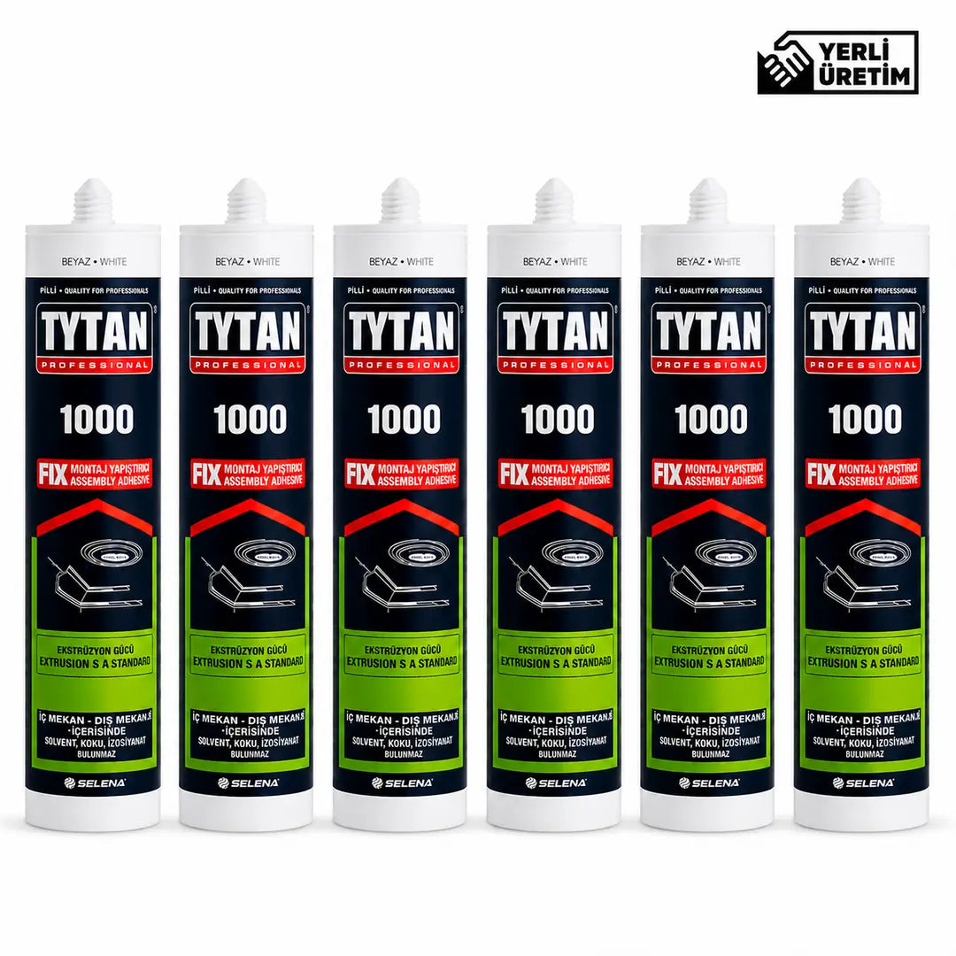 Tytan 1000 Fix 6 Adet Montaj Yapıştırıcı 310 ml Beyaz | Ahşap Fayans Beton Mermer Çok Amaçlı